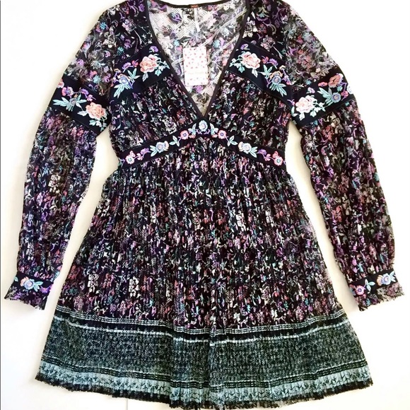 Free People Cherry Blossom Embroidered Mini Dress - Picture 13 of 14